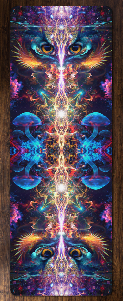 Peekaboo yoga mat, printed edge to edge across the full mat surface.