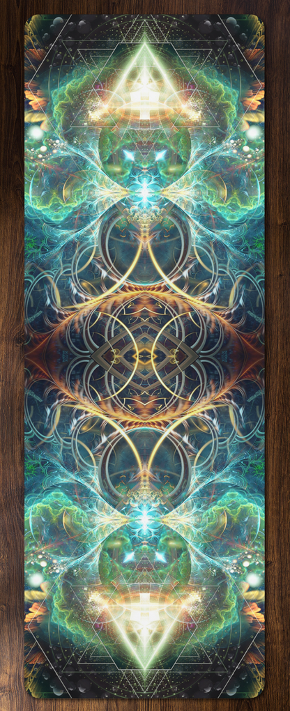 Blossom floral design printed edge-to-edge on a rubber yoga mat.
