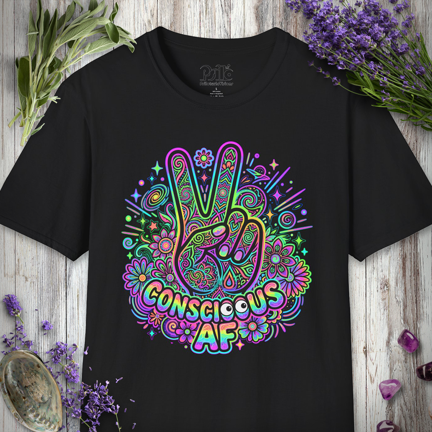 "Conscious AF Googly Peace" T-SHIRT