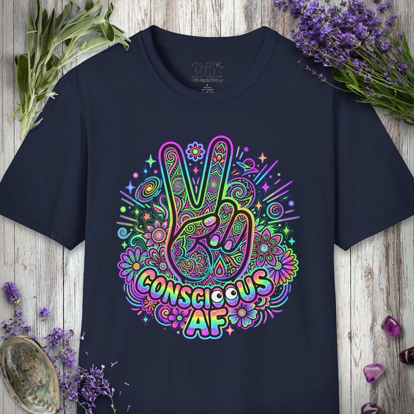 "Conscious AF Googly Peace" T-SHIRT