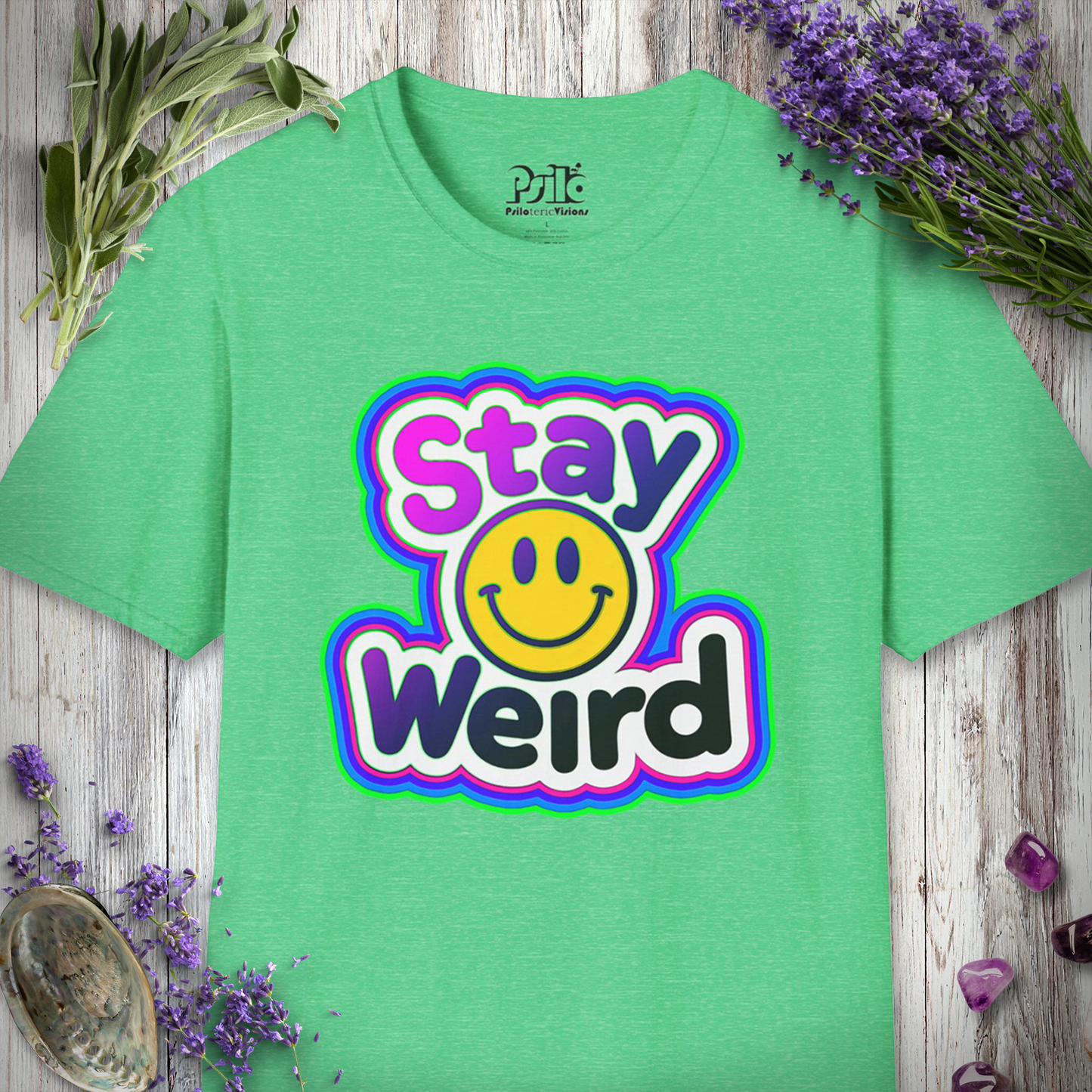 SILLY1005 Stay Weird Smiley T-Shirt