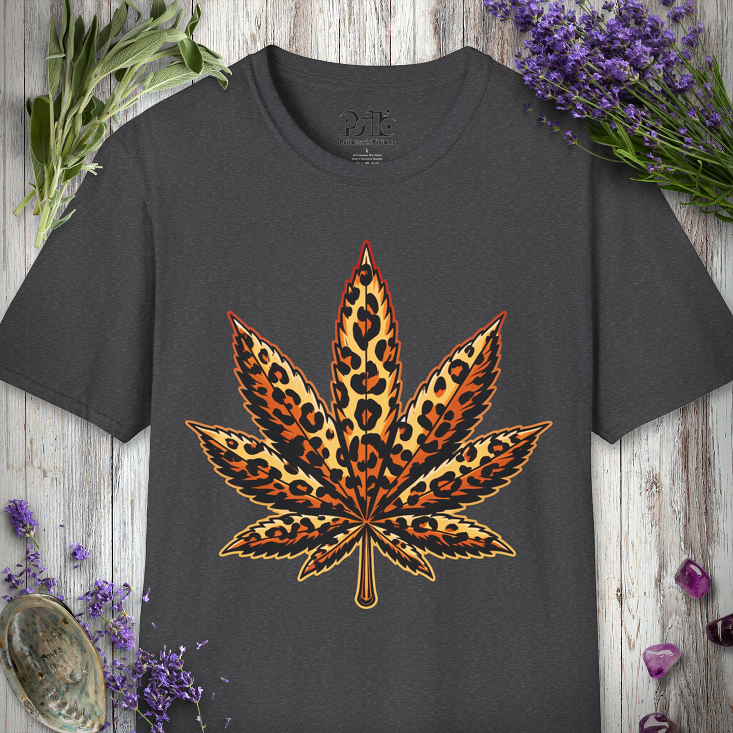 Leopard Print Pot Leaf T-SHIRT