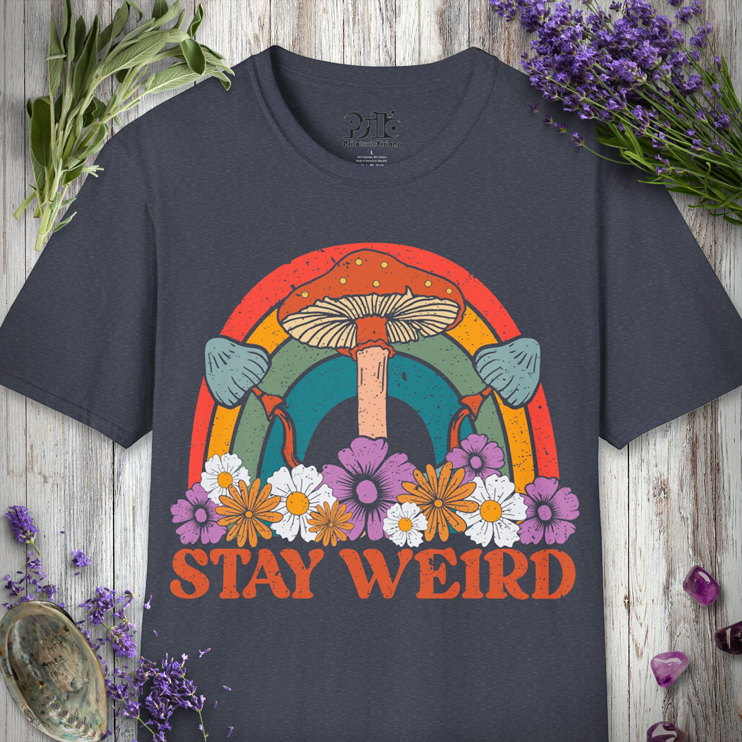 Stay Weird Flowers & Mushies T-SHIRT