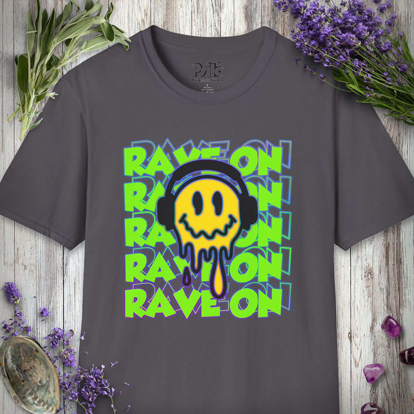 "Rave On Melting Smiley" T-SHIRT