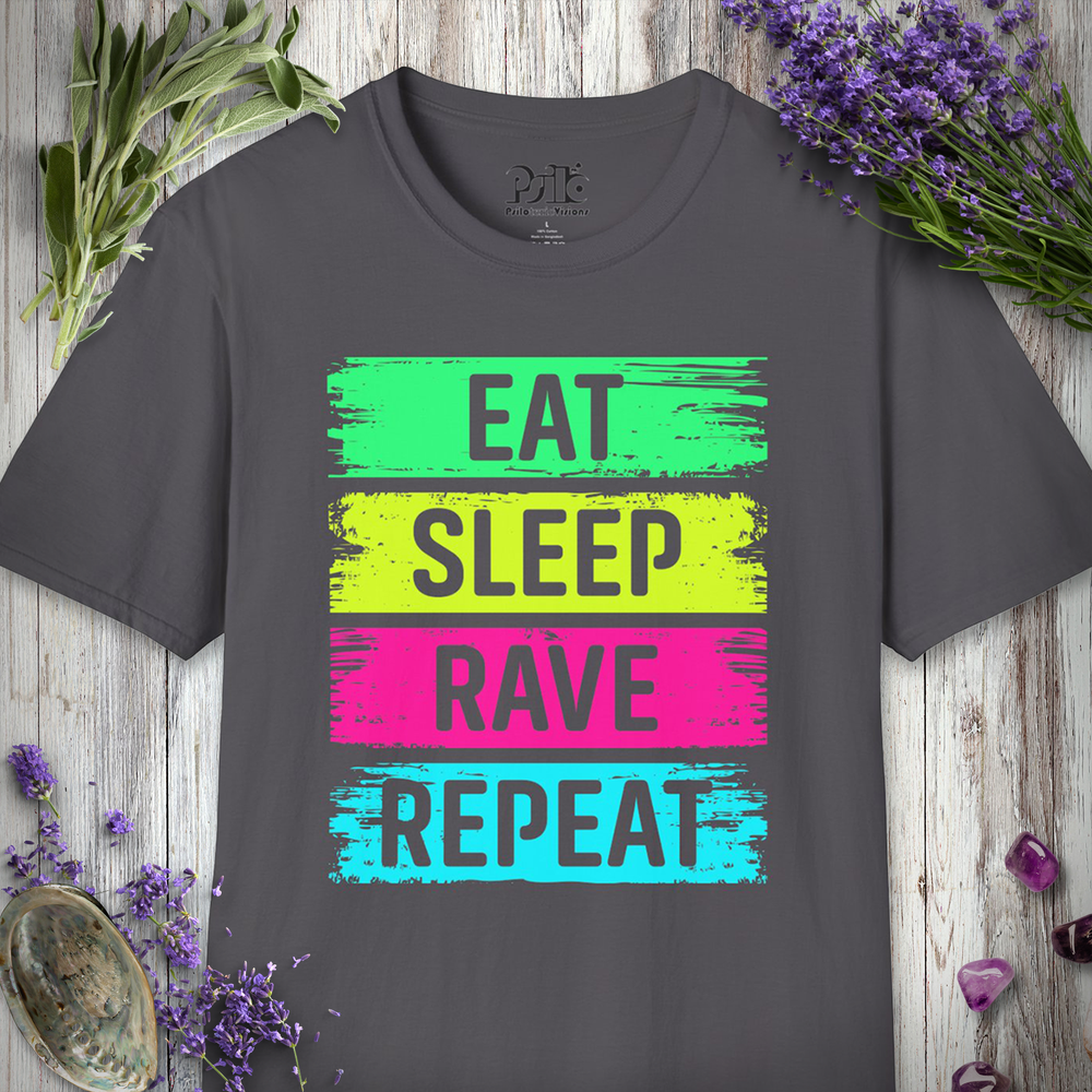 "Eat Sleep Rave Repeat Brushed" T-SHIRT