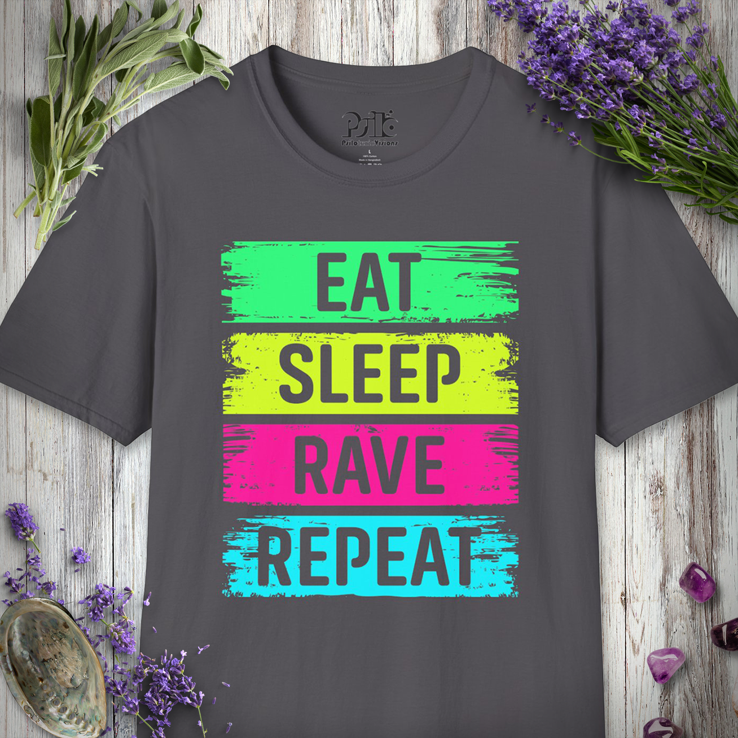 "Eat Sleep Rave Repeat Brushed" T-SHIRT
