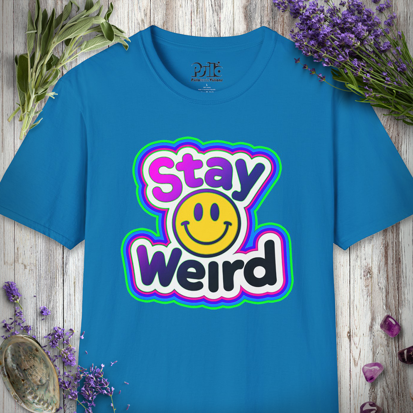 SILLY1005 Stay Weird Smiley T-Shirt