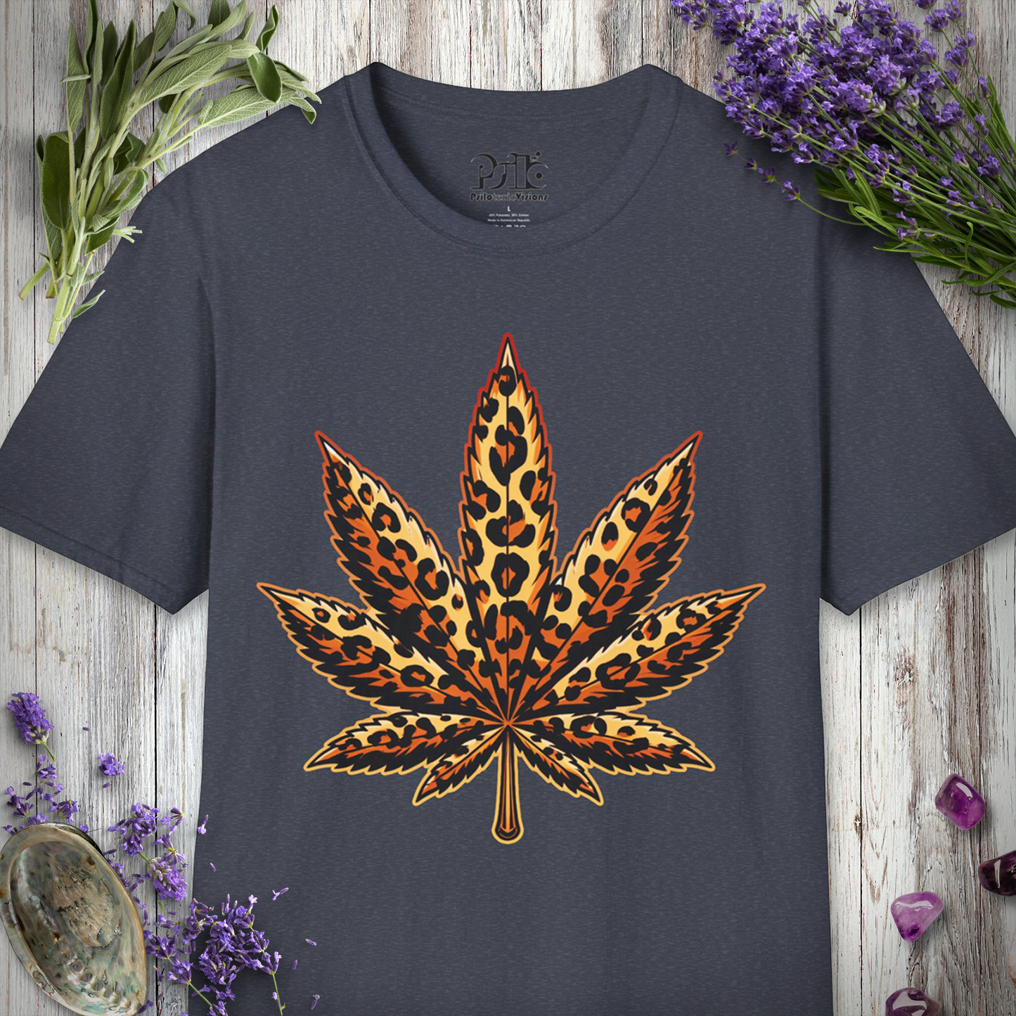 Leopard Print Pot Leaf T-SHIRT