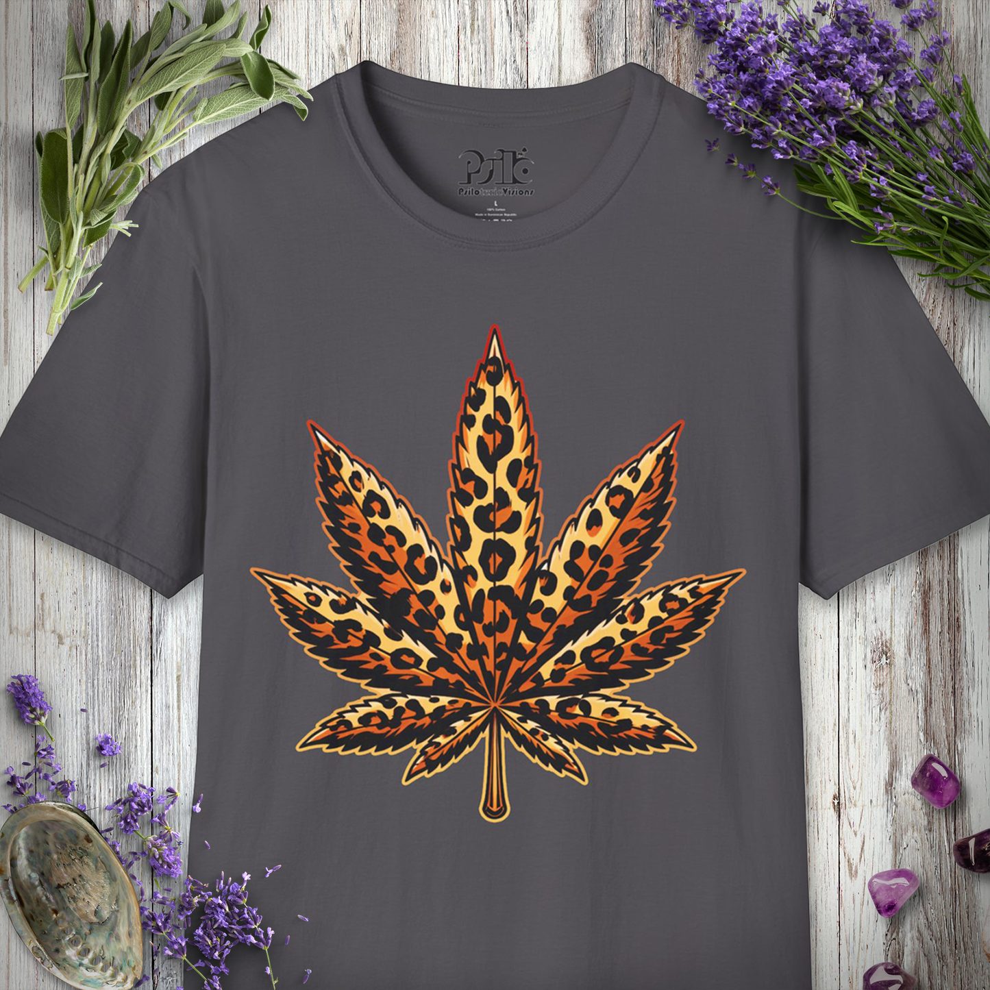 Leopard Print Pot Leaf T-SHIRT