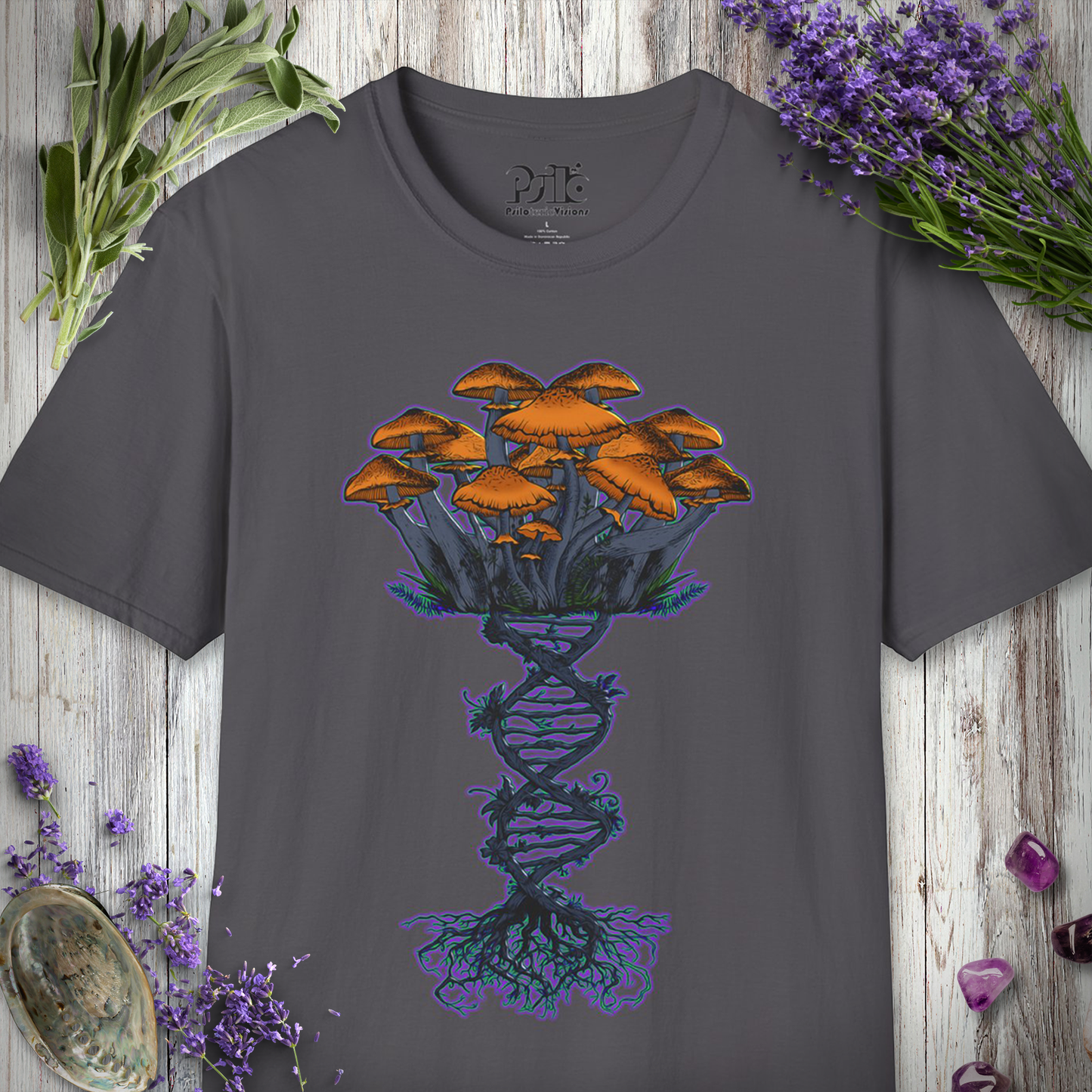 Mushroom DNA Helix T-SHIRT