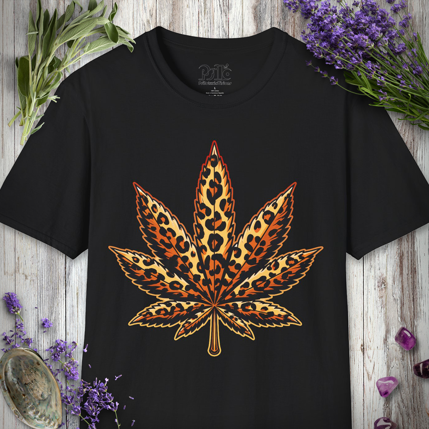 Leopard Print Pot Leaf T-SHIRT