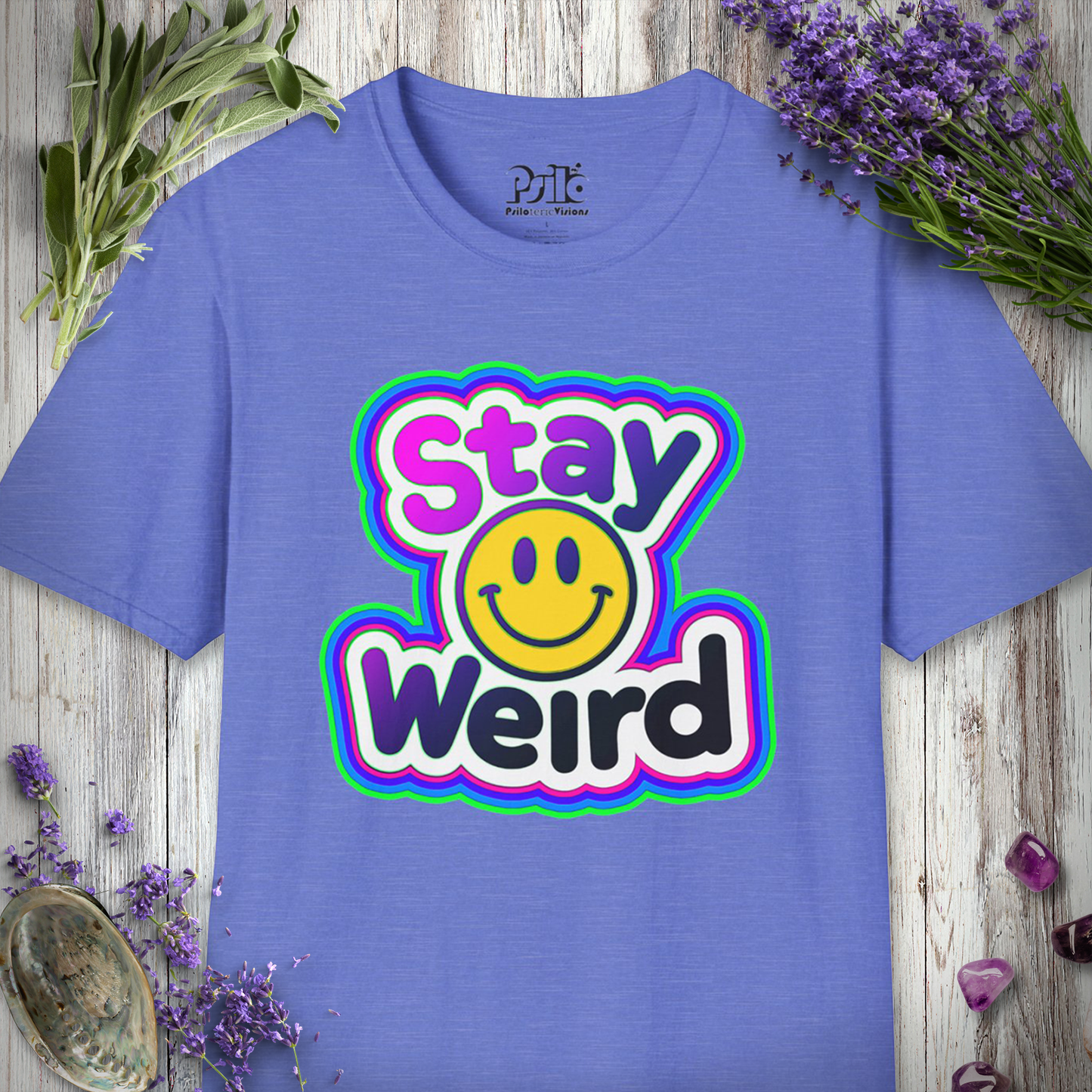 SILLY1005 Stay Weird Smiley T-Shirt