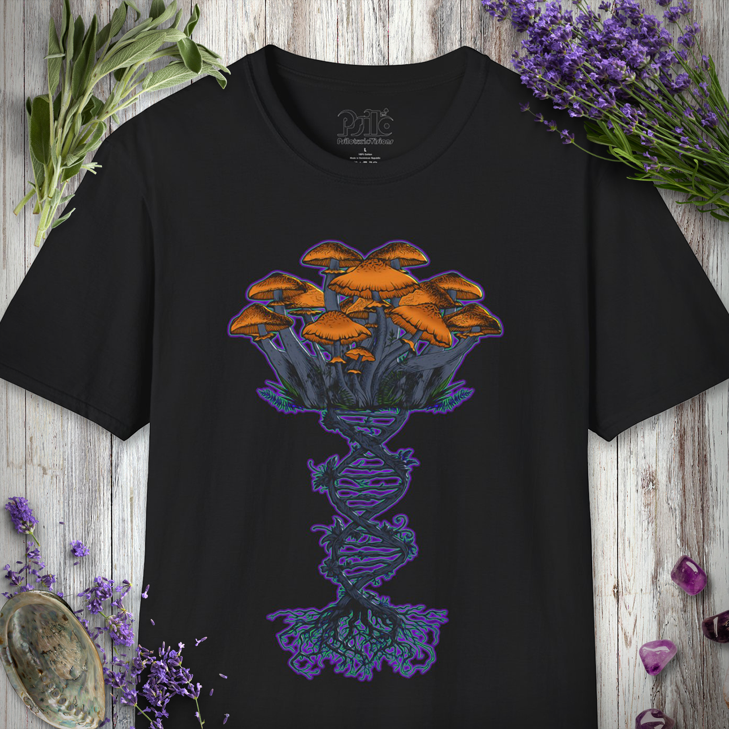 Mushroom DNA Helix T-SHIRT