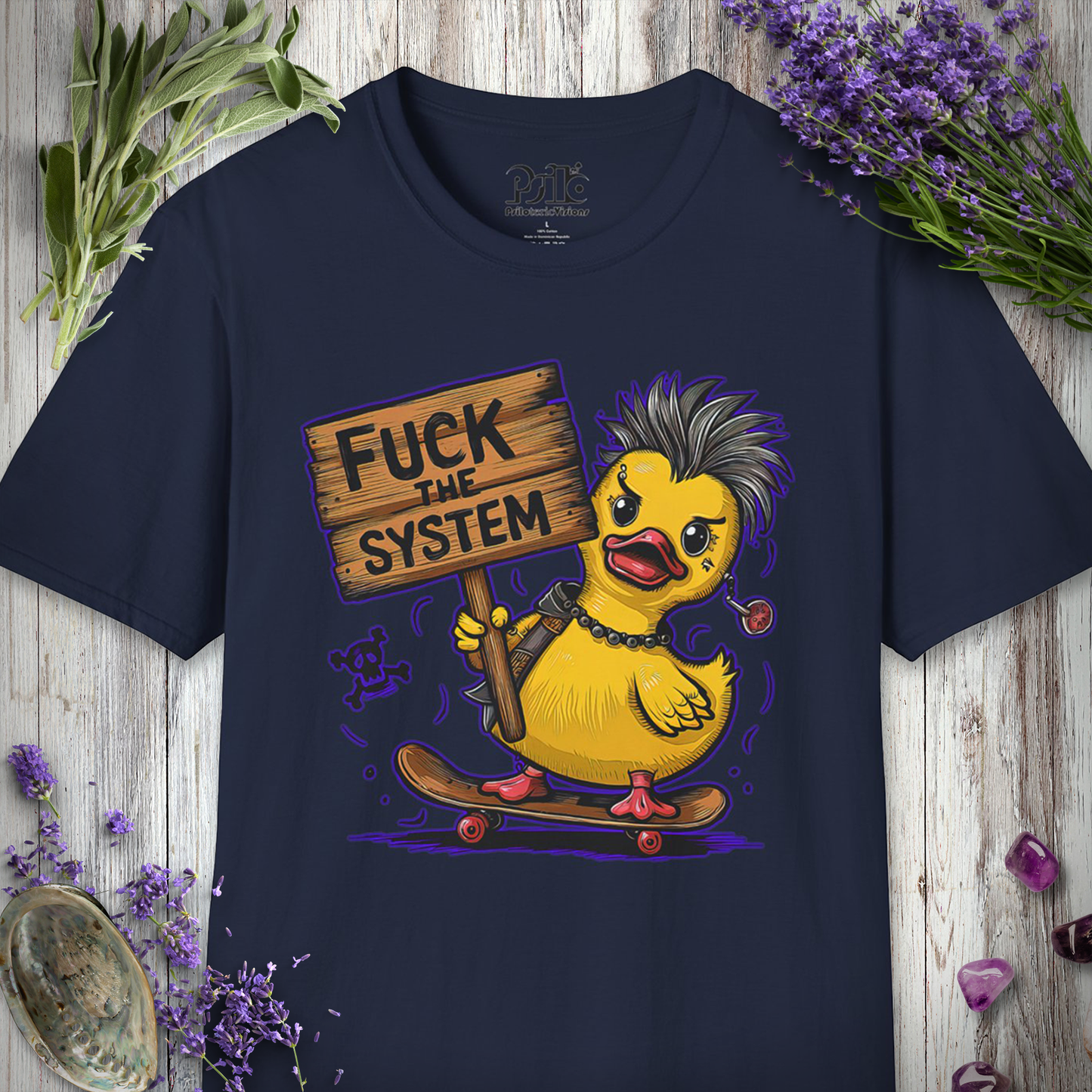 * Fuck the System Punk Duck T-SHIRT