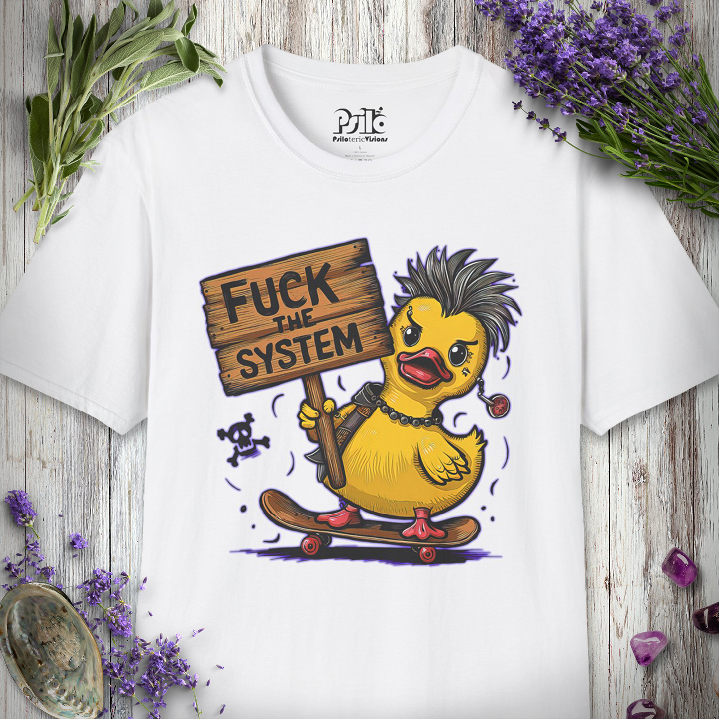 * Fuck the System Punk Duck T-SHIRT