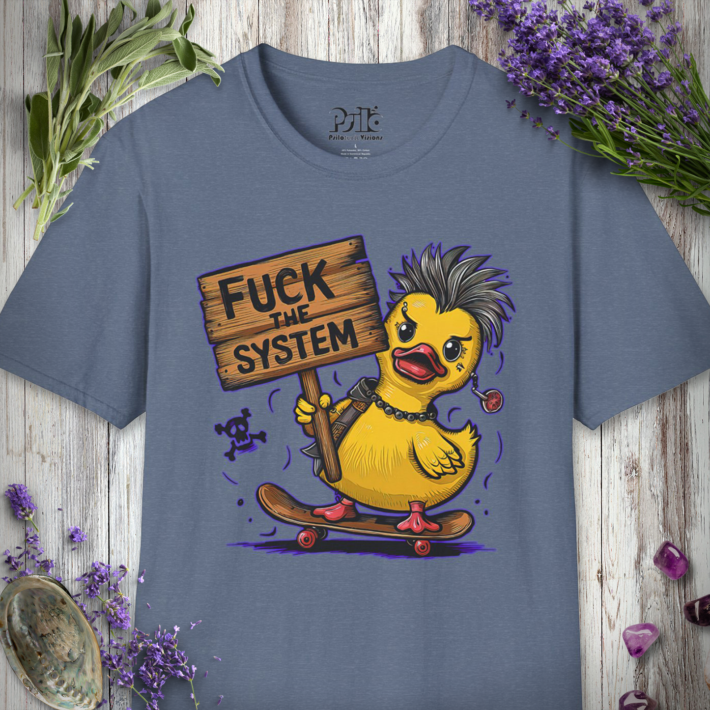 * Fuck the System Punk Duck T-SHIRT