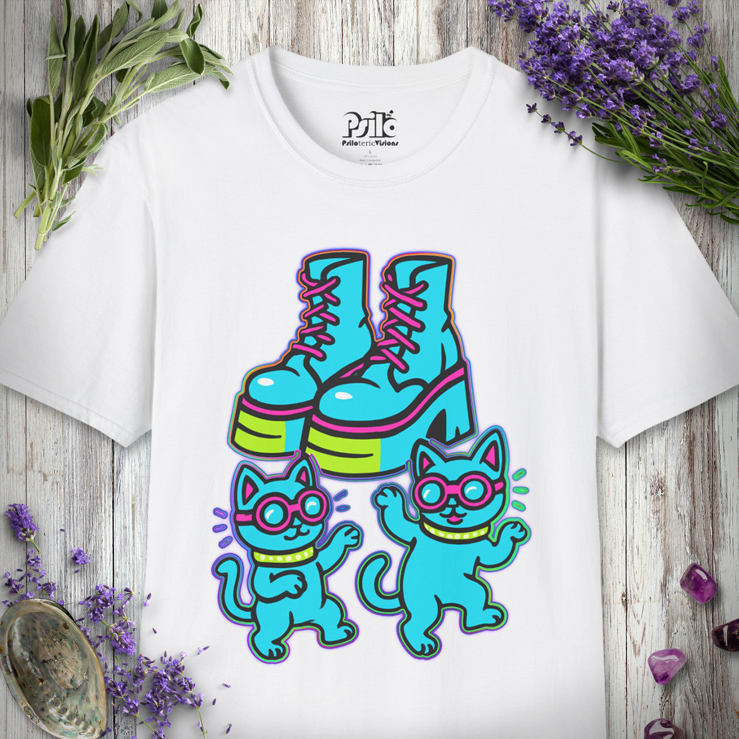 "Boots and Cats (Blue)" T-SHIRT