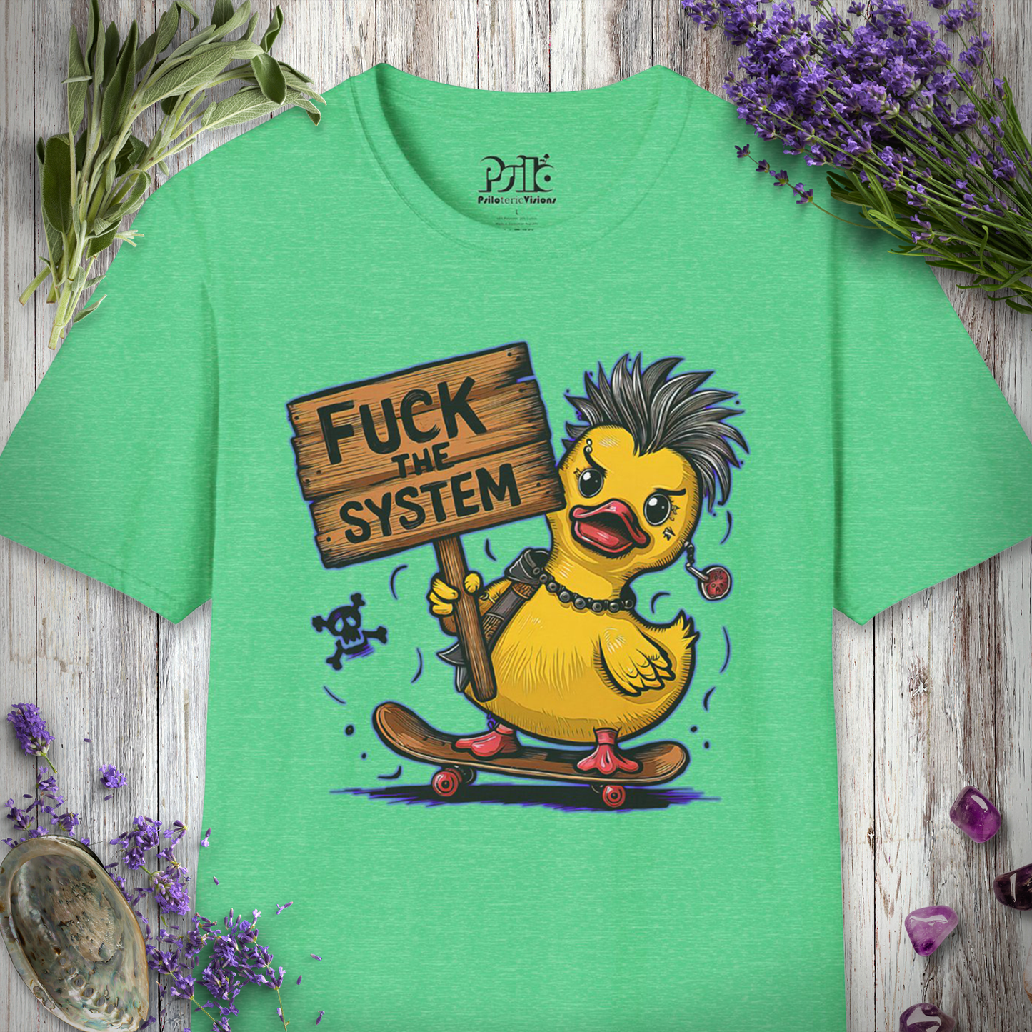 * Fuck the System Punk Duck T-SHIRT