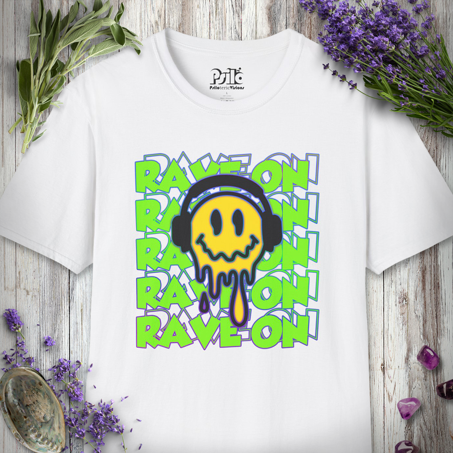 "Rave On Melting Smiley" T-SHIRT