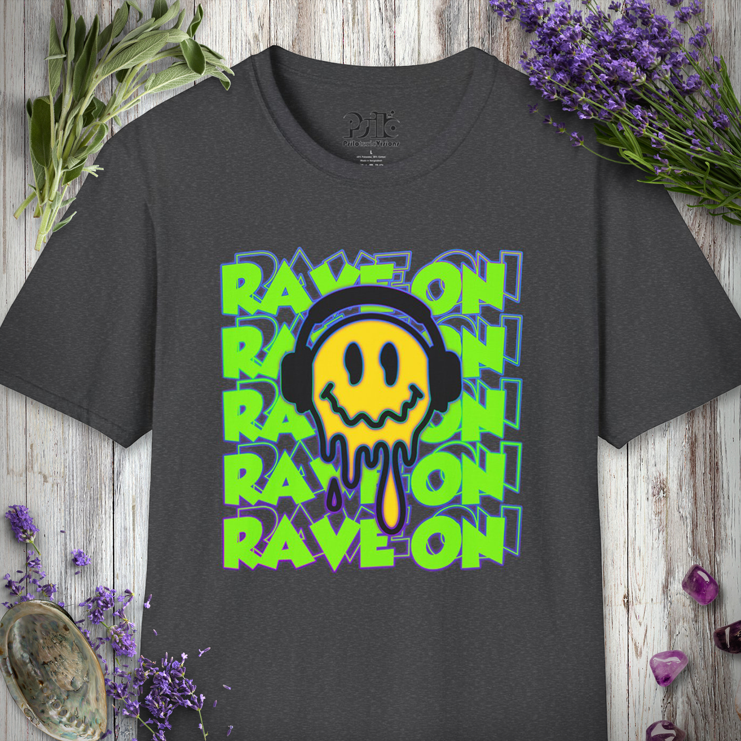 "Rave On Melting Smiley" T-SHIRT
