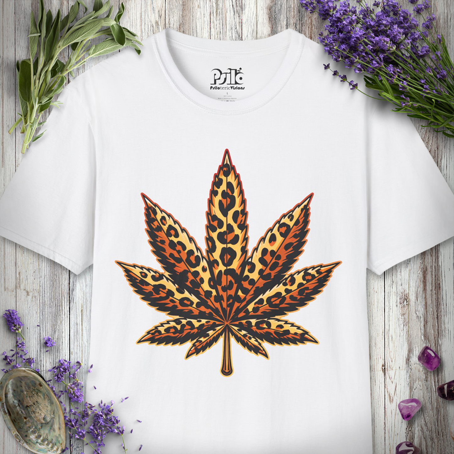 Leopard Print Pot Leaf T-SHIRT