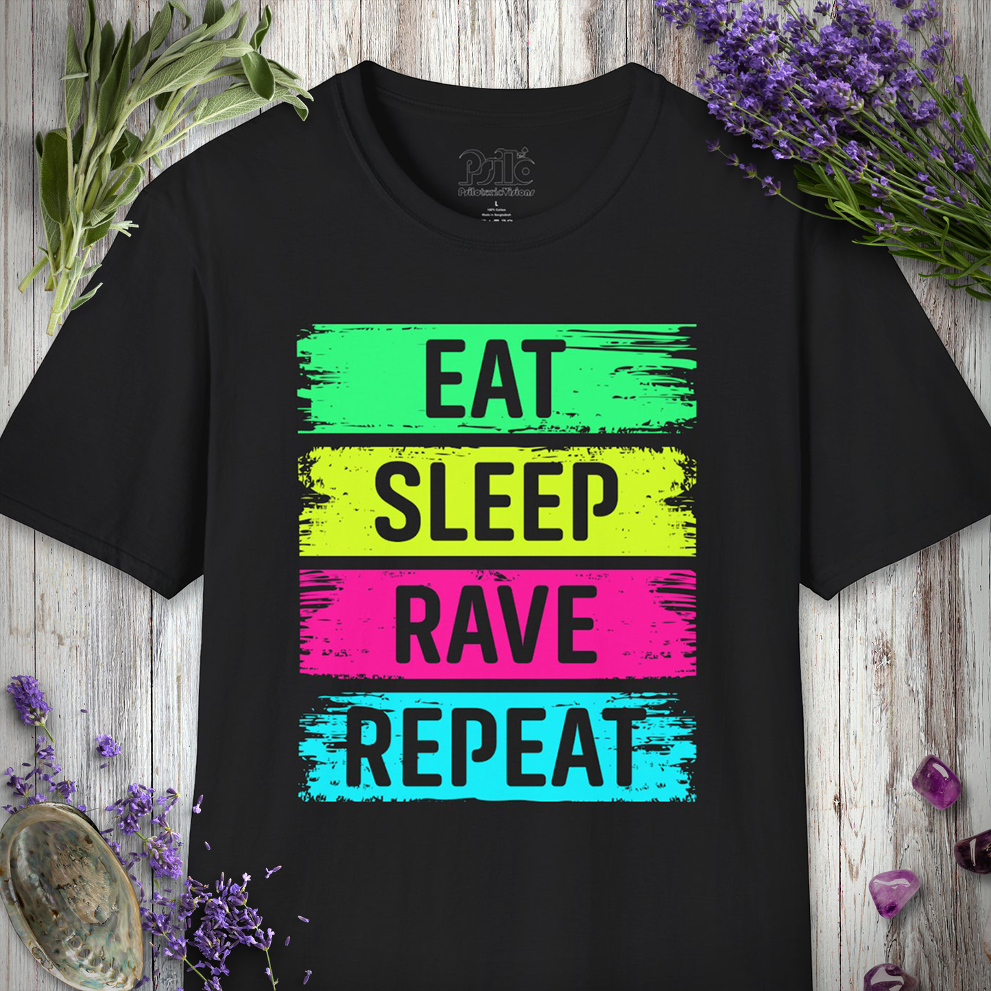 "Eat Sleep Rave Repeat Brushed" T-SHIRT