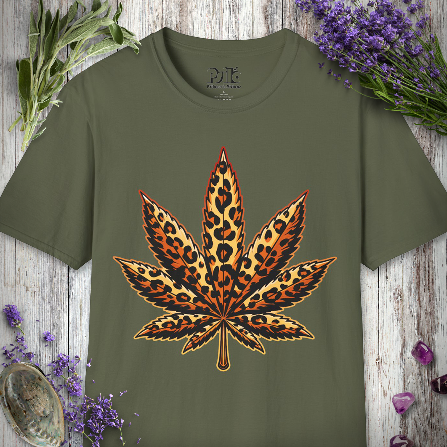 Leopard Print Pot Leaf T-SHIRT