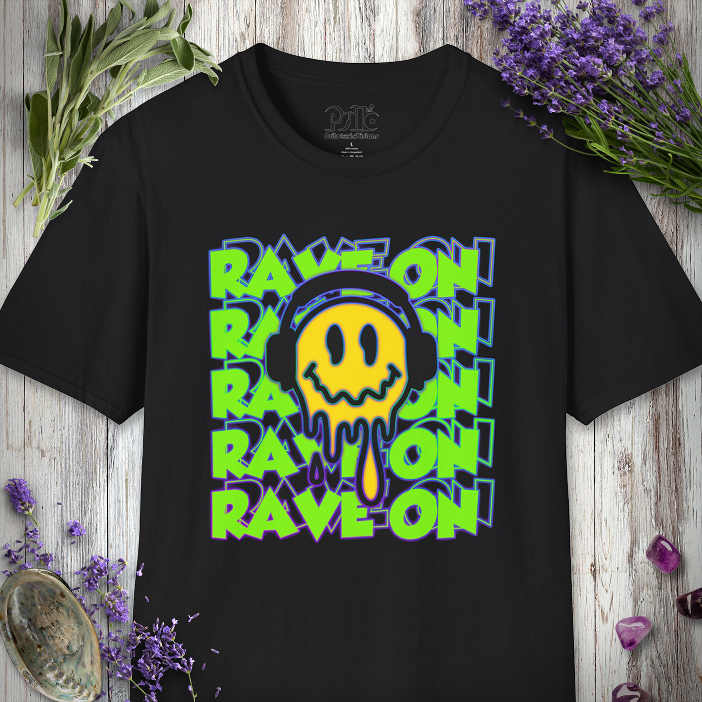 "Rave On Melting Smiley" T-SHIRT