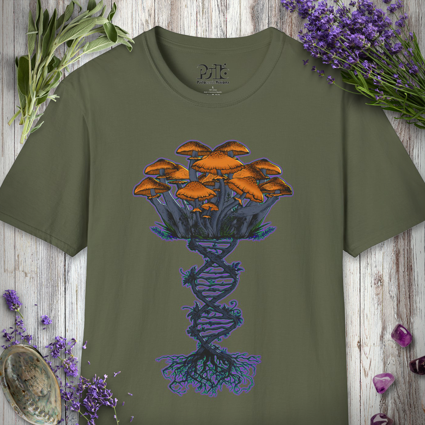 Mushroom DNA Helix T-SHIRT