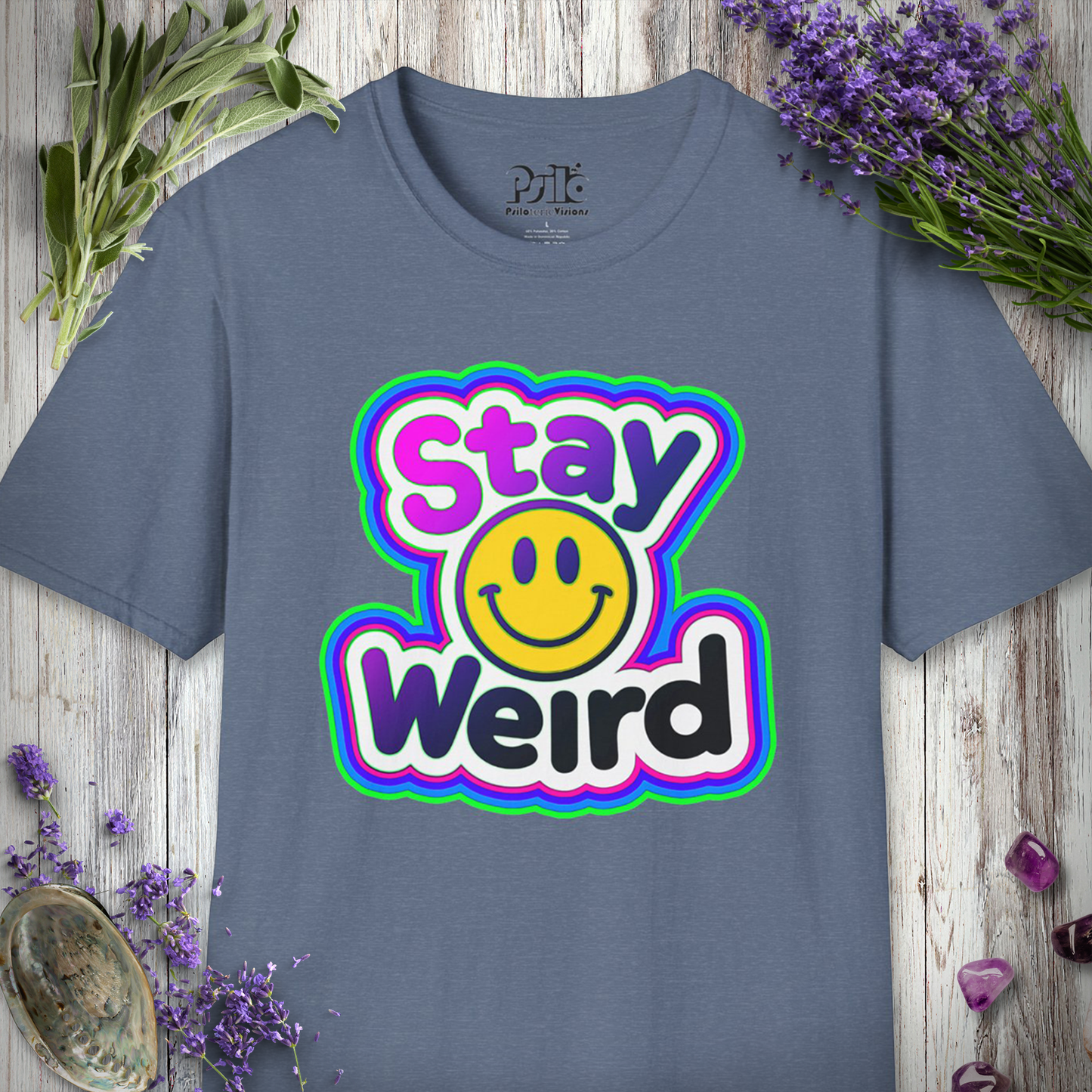 SILLY1005 Stay Weird Smiley T-Shirt