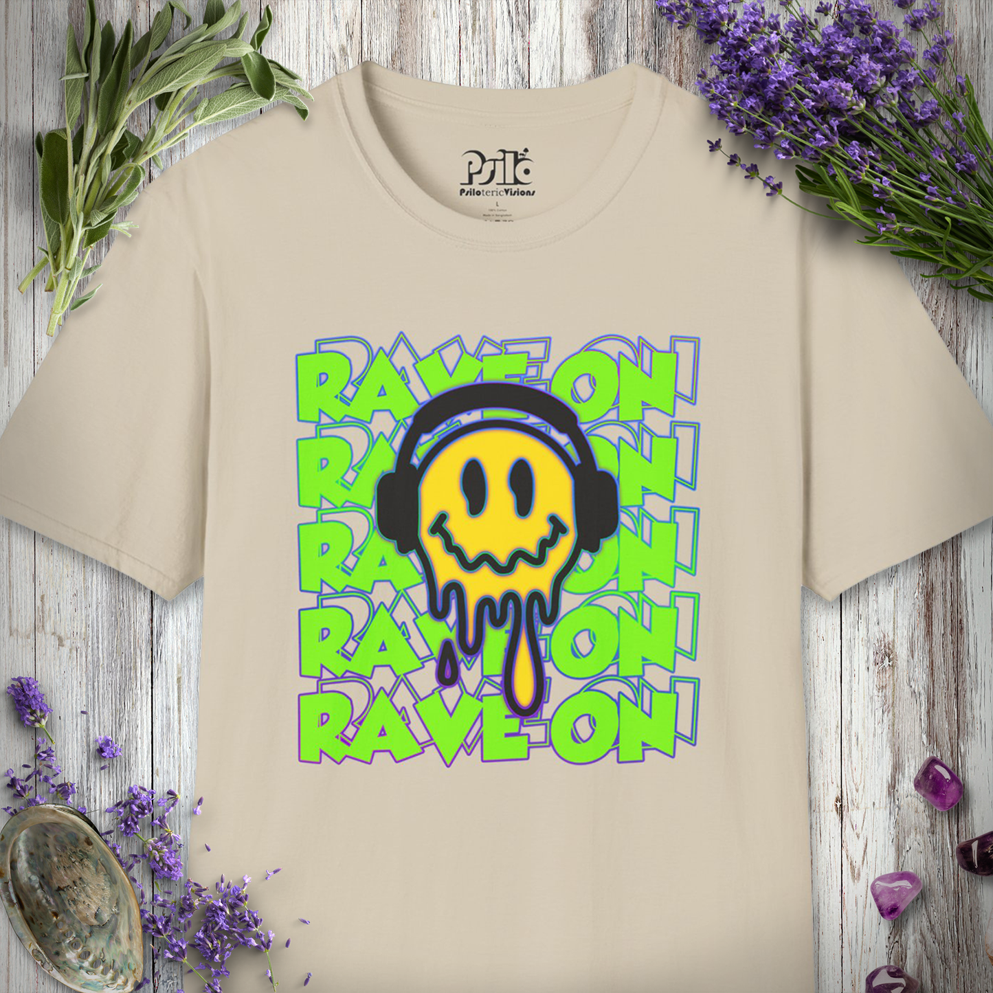 "Rave On Melting Smiley" T-SHIRT