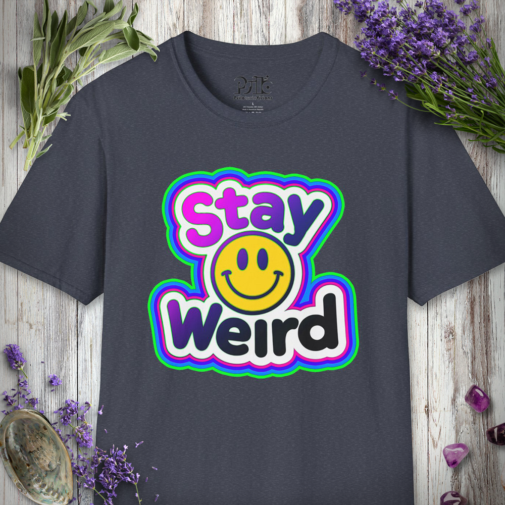 SILLY1005 Stay Weird Smiley T-Shirt