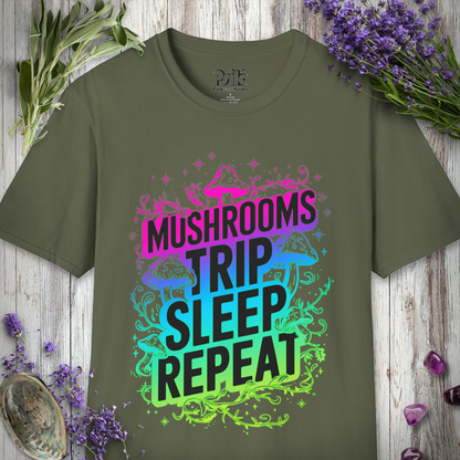 Mushrooms Trip Repeat T-SHIRT