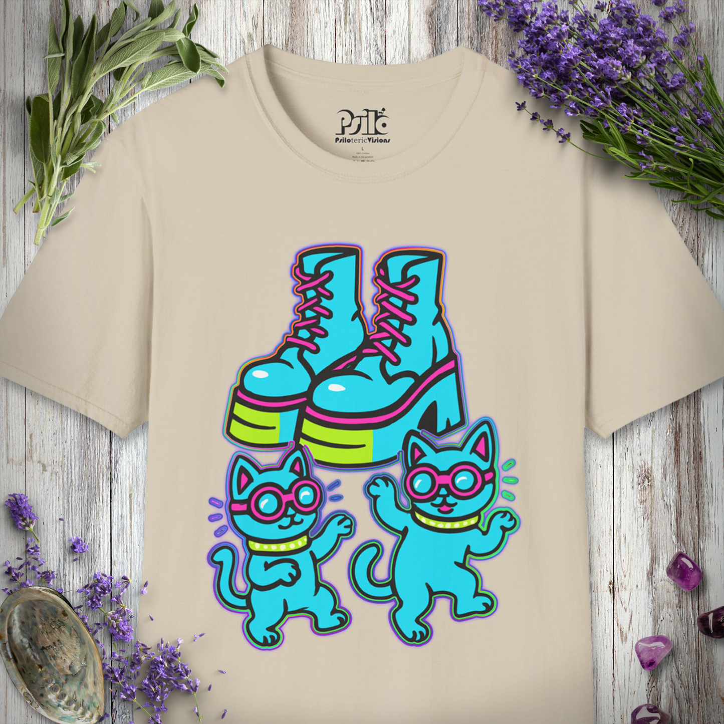 "Boots and Cats (Blue)" T-SHIRT
