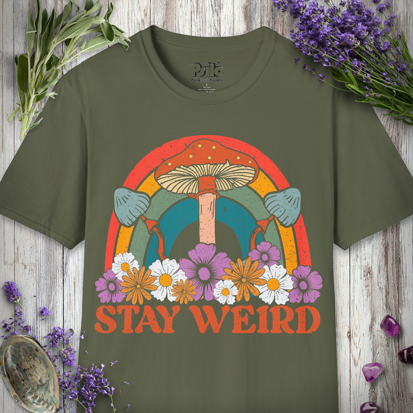 Stay Weird Flowers & Mushies T-SHIRT