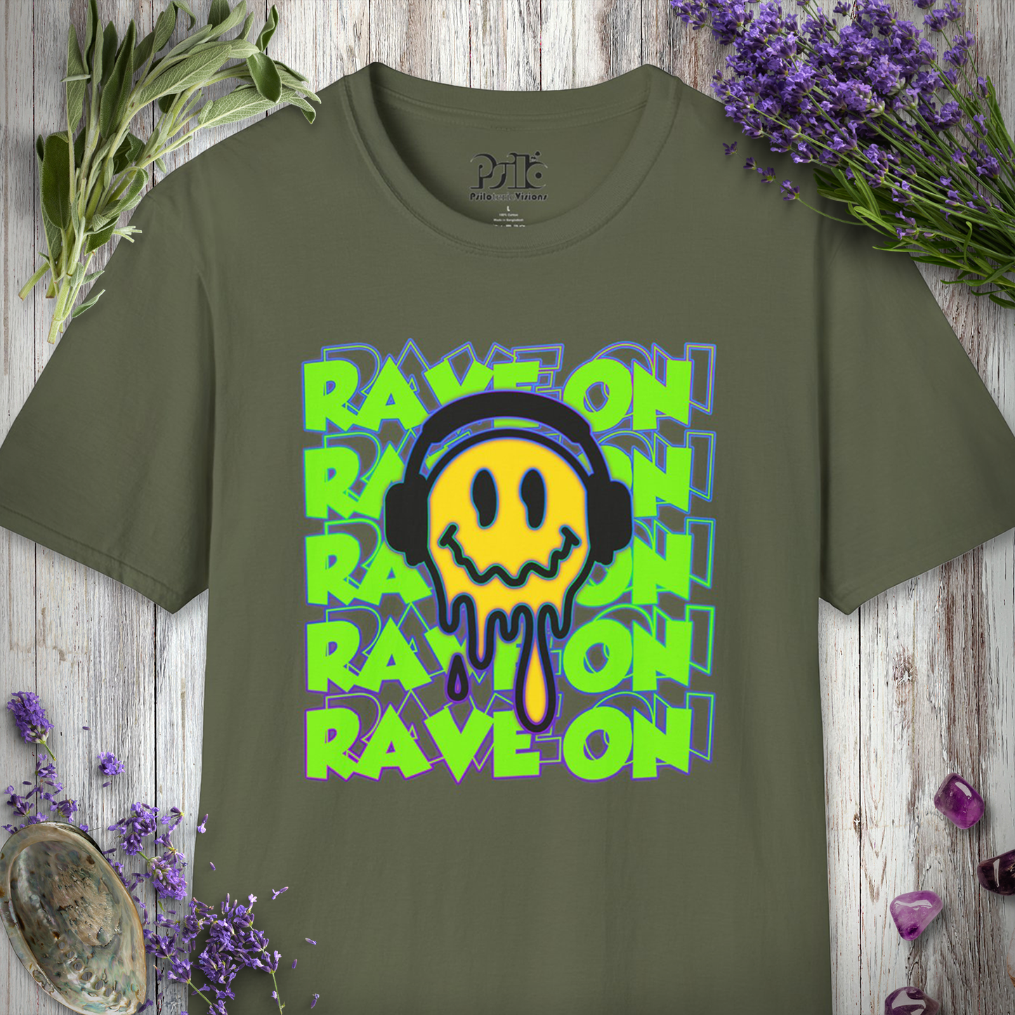 "Rave On Melting Smiley" T-SHIRT