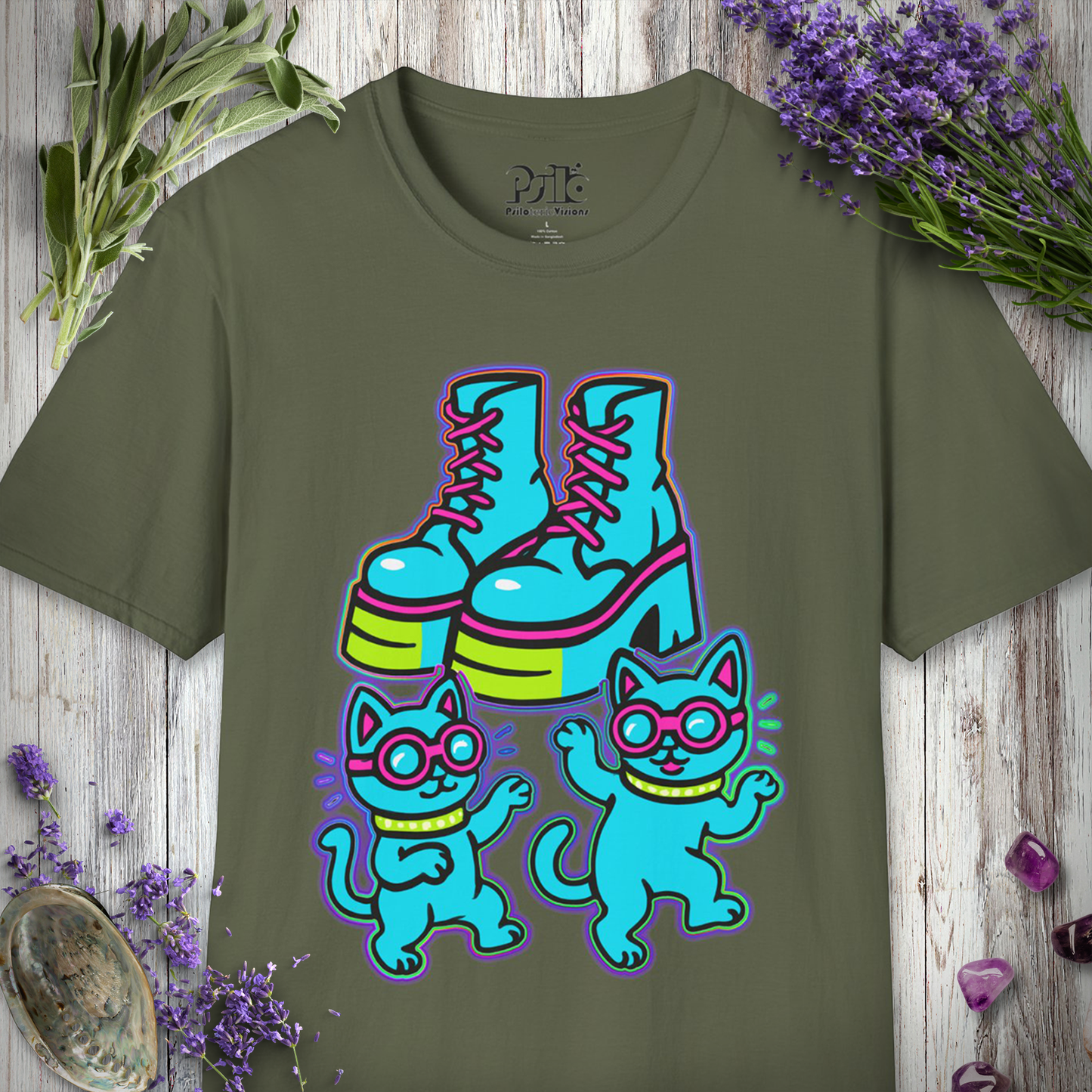 "Boots and Cats (Blue)" T-SHIRT