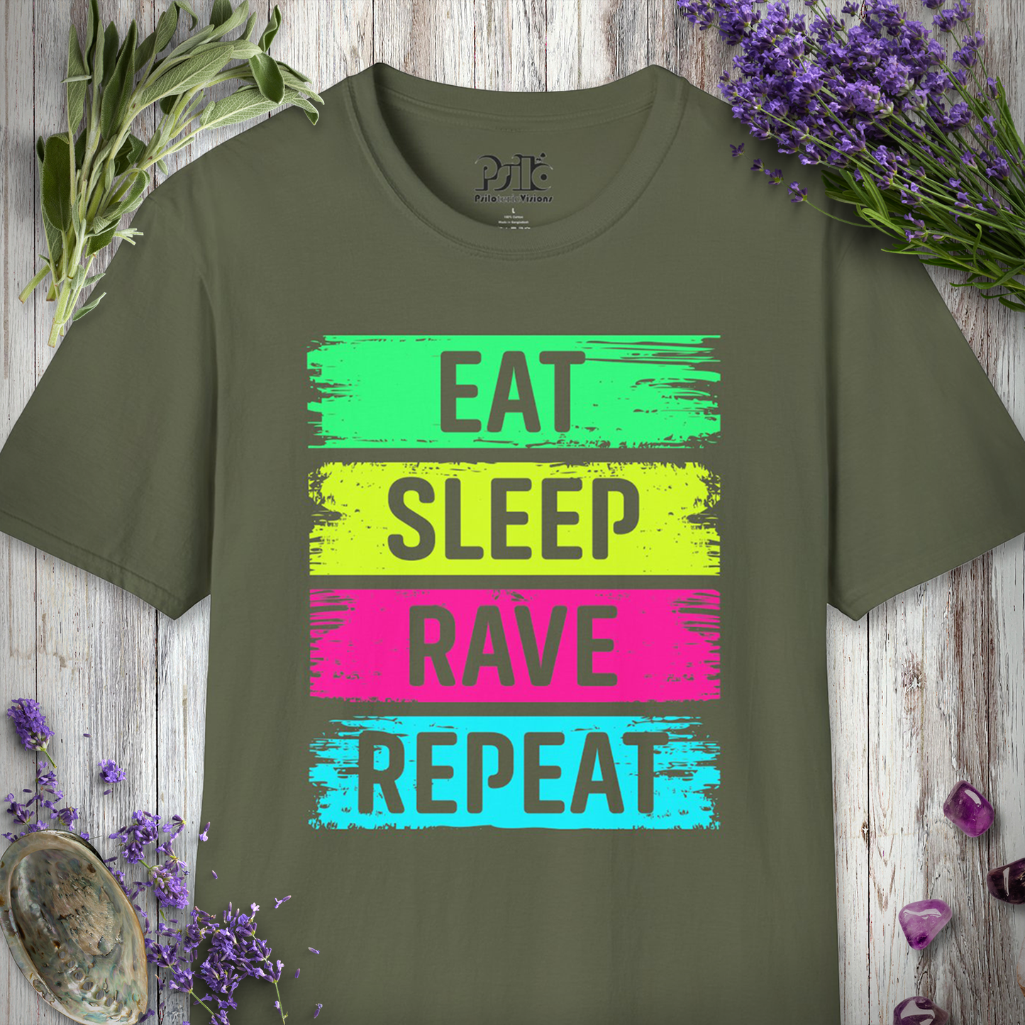 "Eat Sleep Rave Repeat Brushed" T-SHIRT