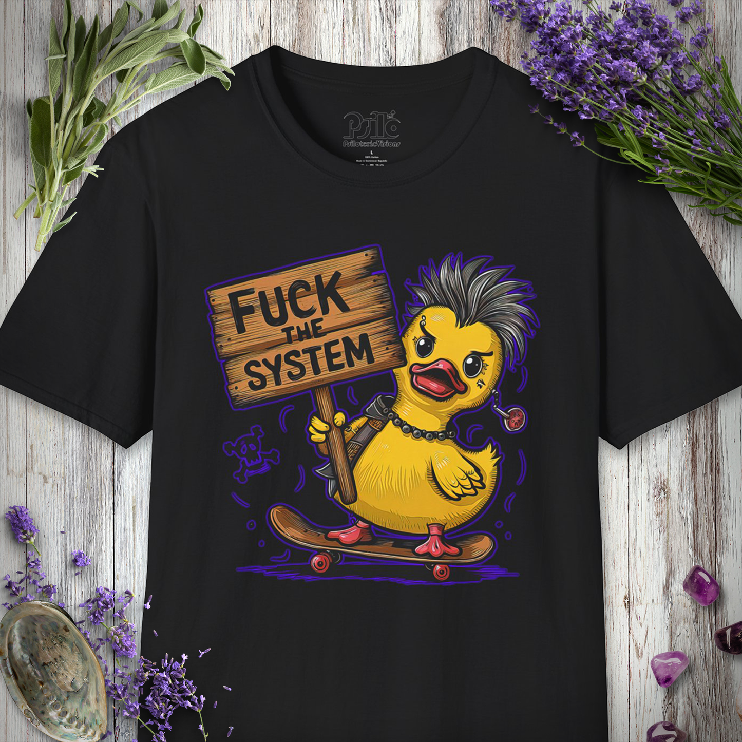 * Fuck the System Punk Duck T-SHIRT