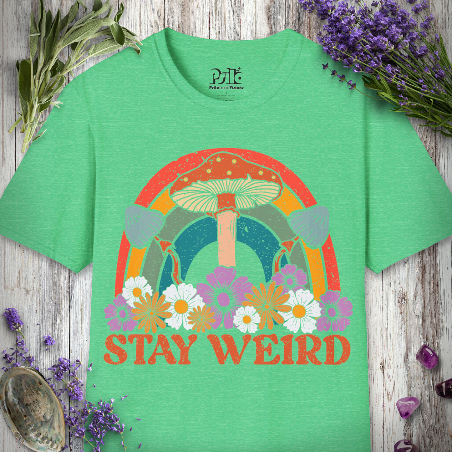 Stay Weird Flowers & Mushies T-SHIRT