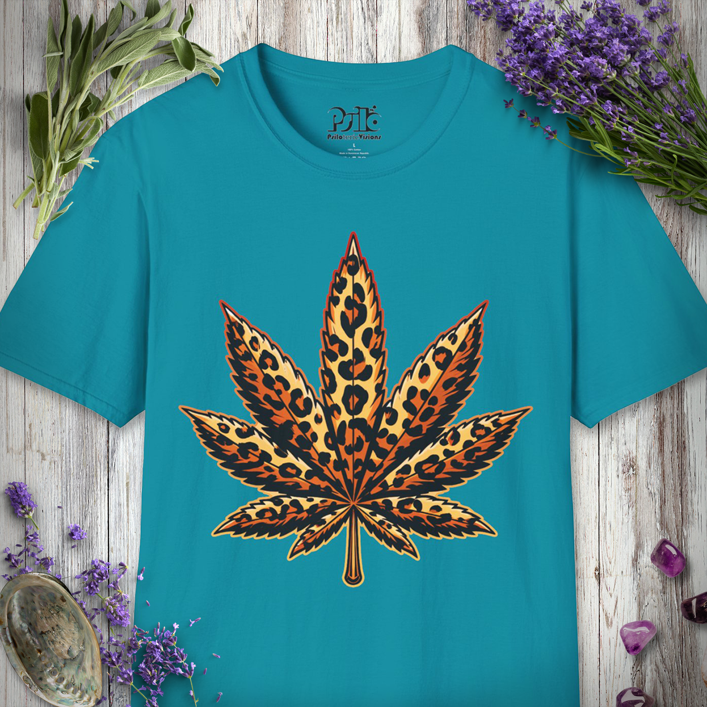 Leopard Print Pot Leaf T-SHIRT