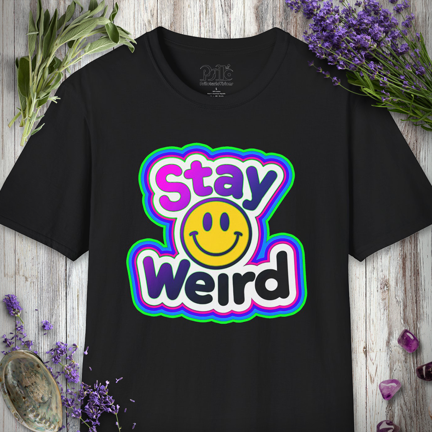 SILLY1005 Stay Weird Smiley T-Shirt