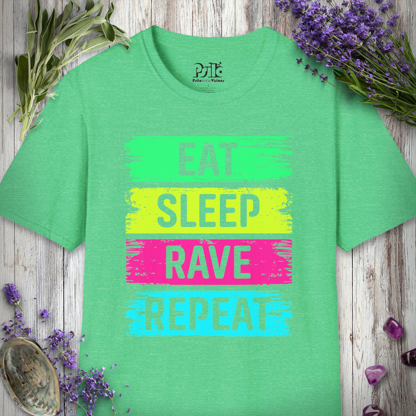 "Eat Sleep Rave Repeat Brushed" T-SHIRT