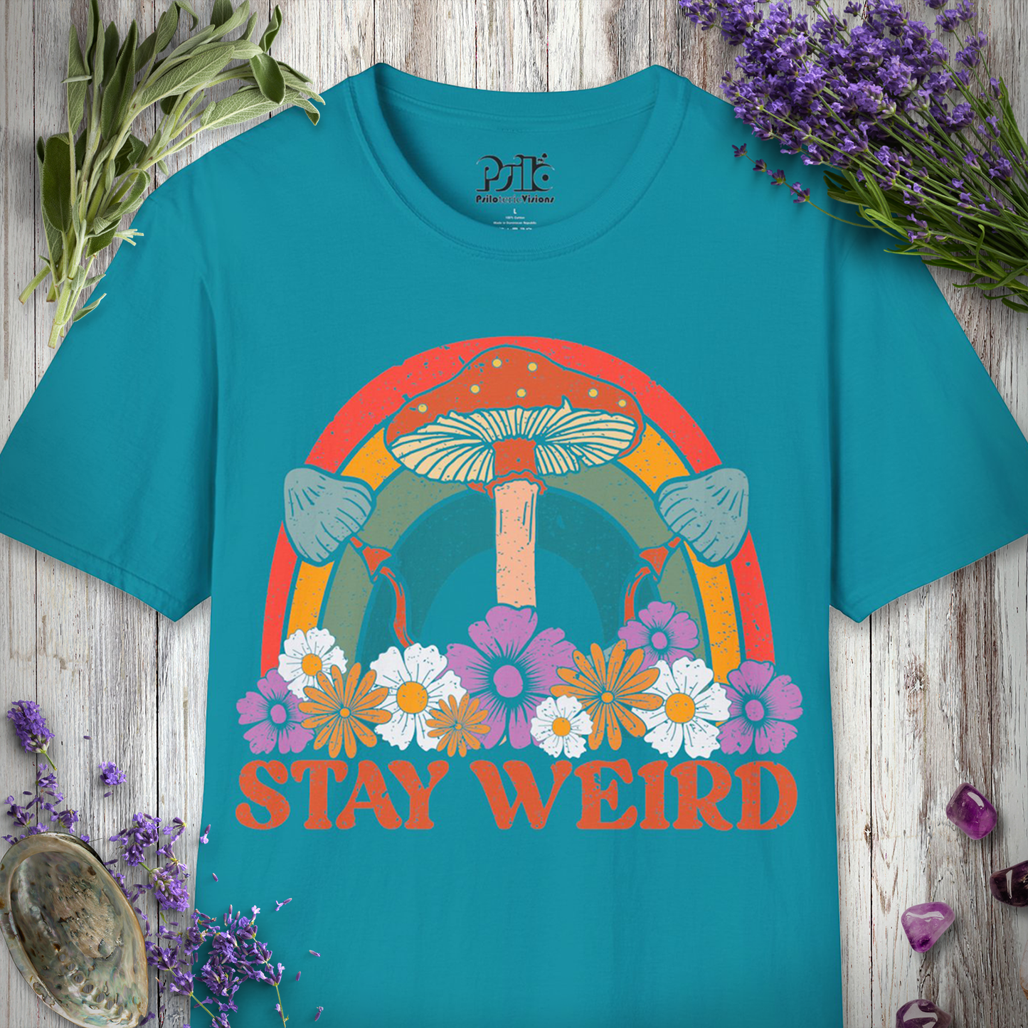 Stay Weird Flowers & Mushies T-SHIRT