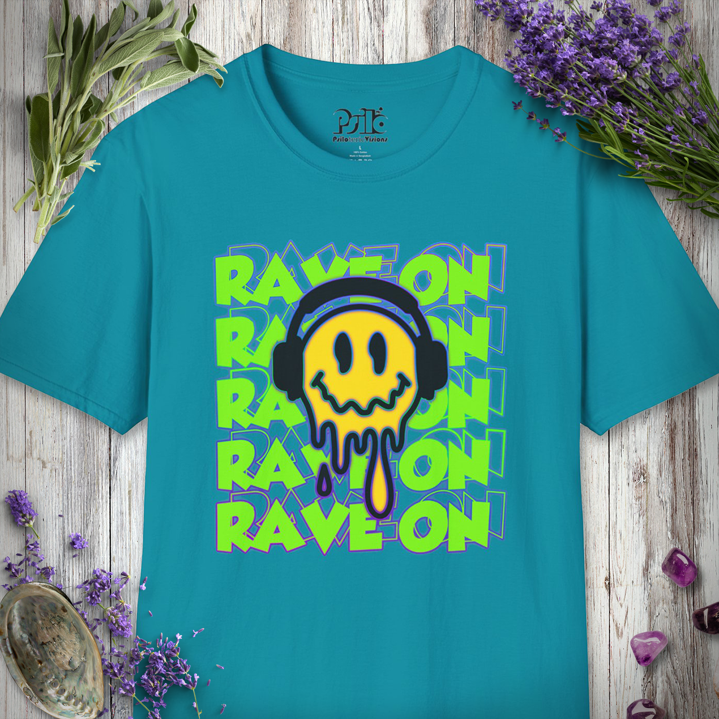 "Rave On Melting Smiley" T-SHIRT