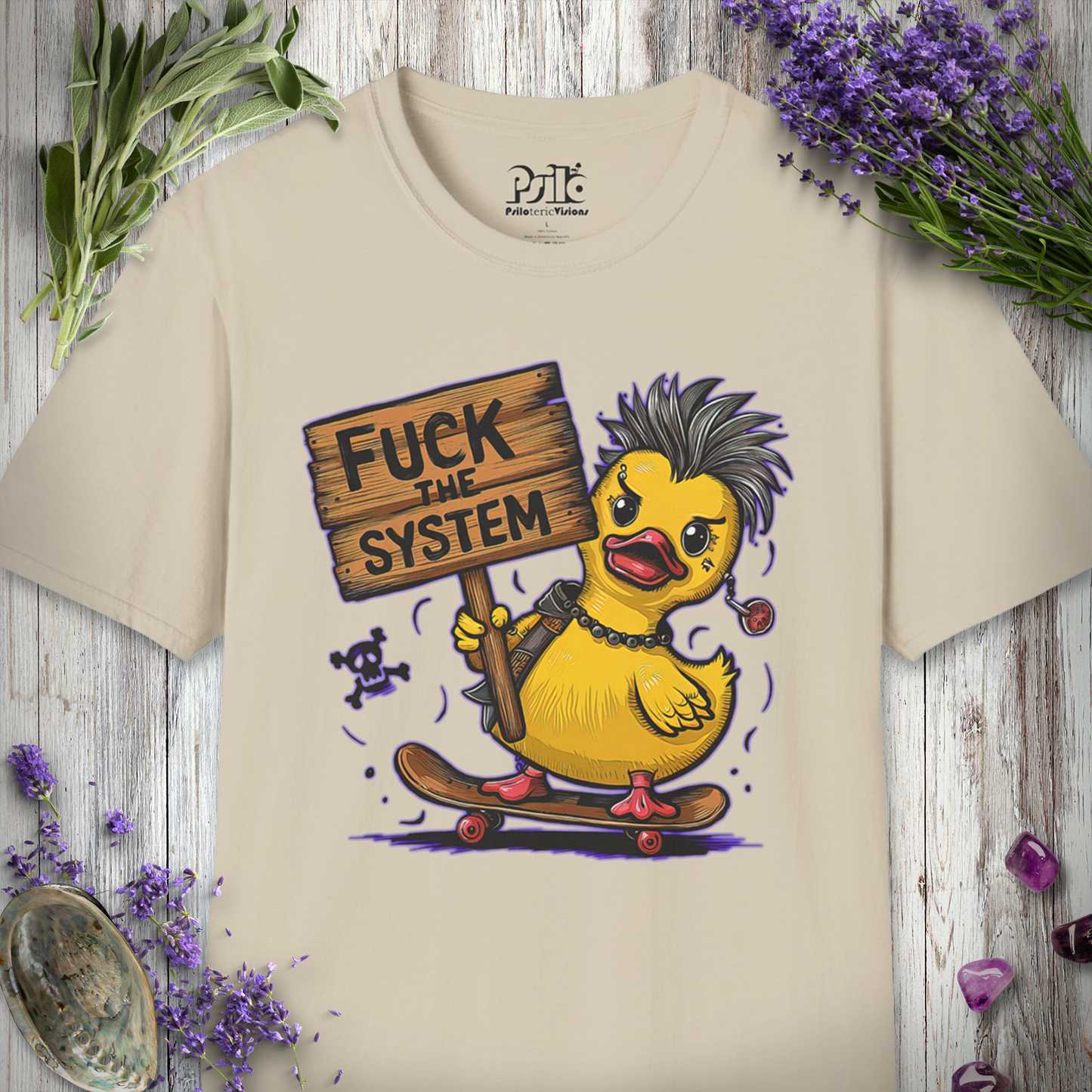 * Fuck the System Punk Duck T-SHIRT