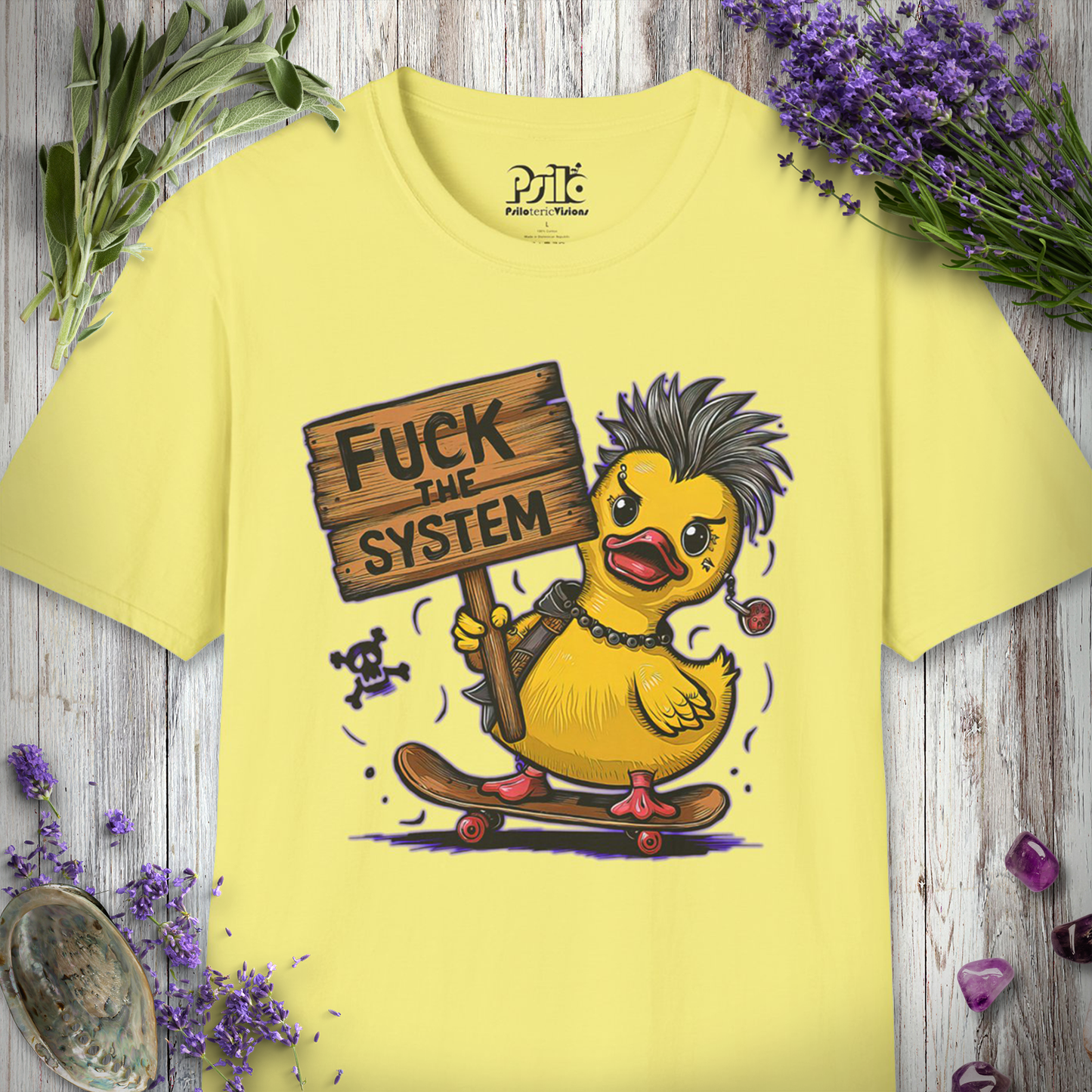 * Fuck the System Punk Duck T-SHIRT