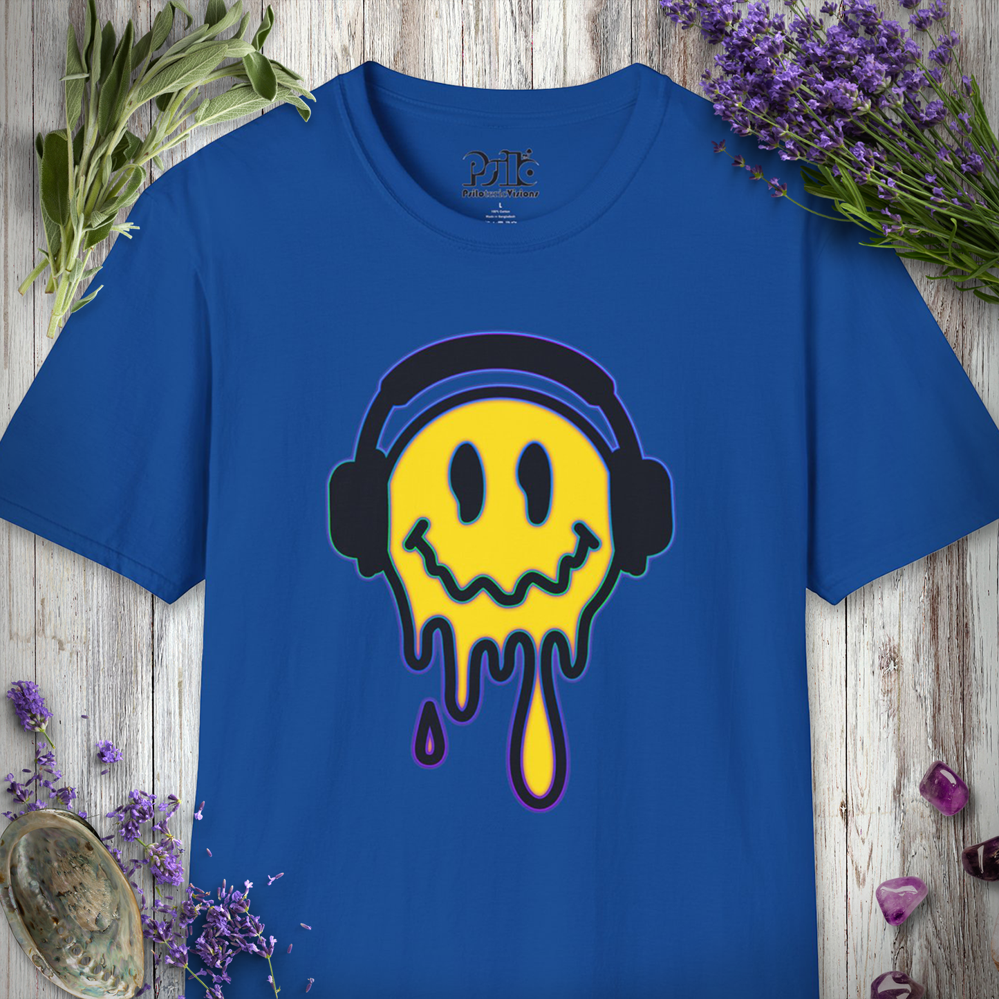 "Melting Smiley Headphones" T-SHIRT