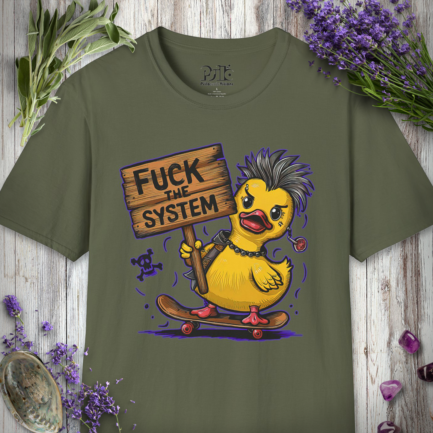 * Fuck the System Punk Duck T-SHIRT