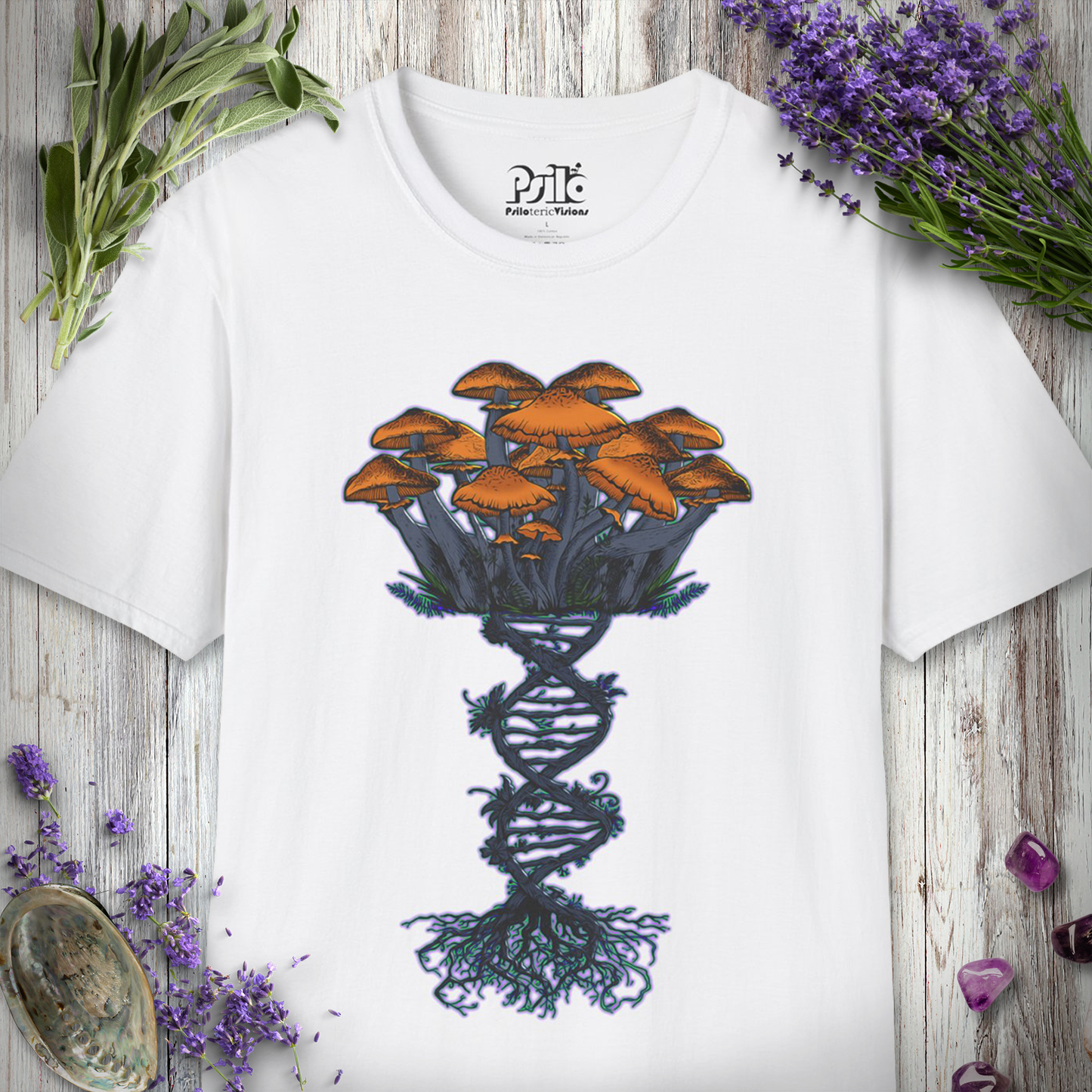 Mushroom DNA Helix T-SHIRT